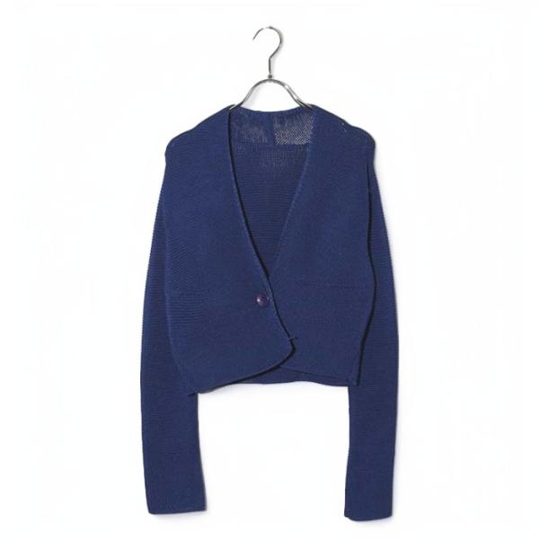 HIROKO KOSHINO ヒロココシノ ローゲージ 1B ニット カーディガン 38 BLUE ...