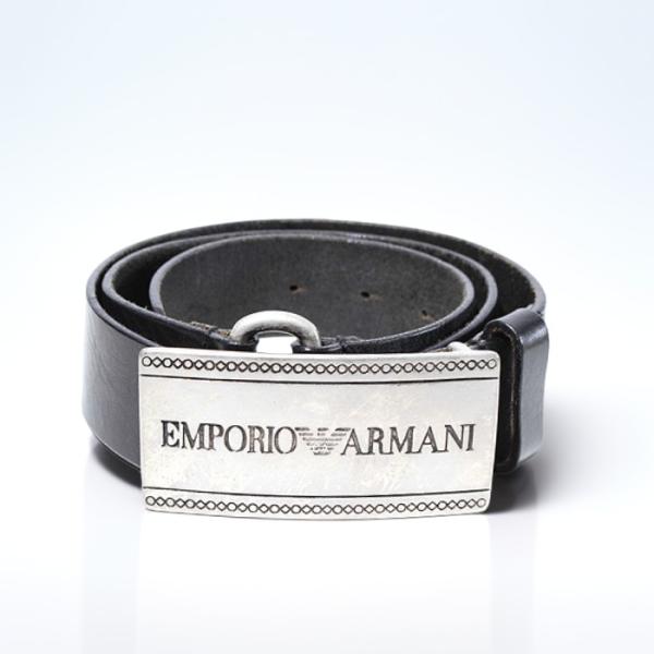 EMPORIO ARMANI エンポリオアルマーニ ロゴバックル レザー ベルト 100/46 BL...