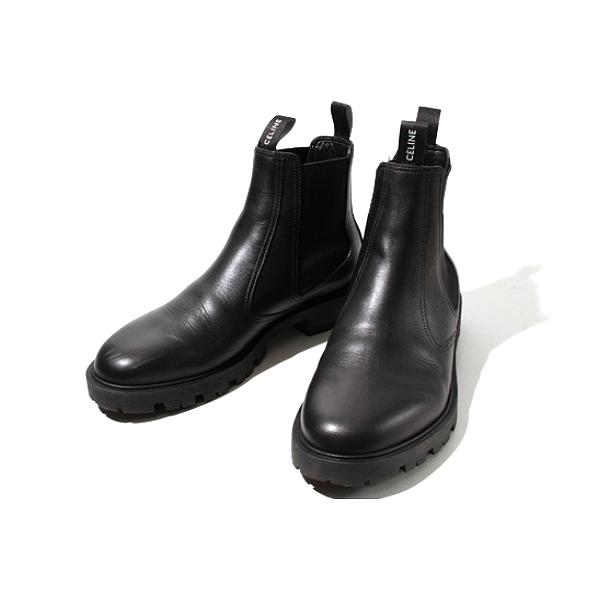 CELINE マーガレット チェルシーブーツ カーフスキン サイドゴアブーツ 43 BLACK ブラ...