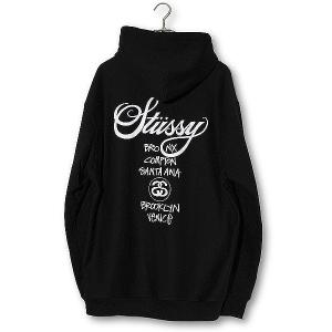 STUSSY ステューシー World Tour pullover Hoodie ワールドツアー プルオーバー パーカー XL BLACK ブラック /● メンズ