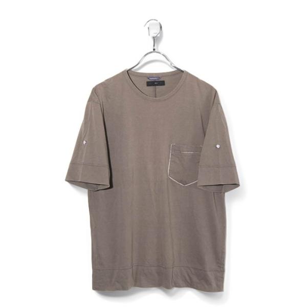 junhashimoto ジュンハシモト WIDE ROLL UP T 胸ポケット 半袖Tシャツ カ...