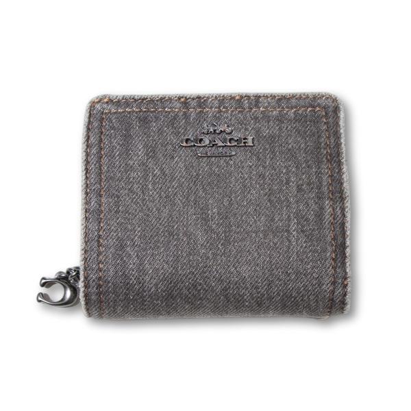 COACH コーチ SNAP WALLET スナップ ウォレット デニム 二つ折り財布 GRAY グ...