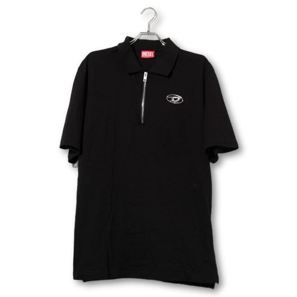 DIESEL ディーゼル T-VOR-OD ポロシャツ ハーフジップ 半袖 L BLACK ブラック...