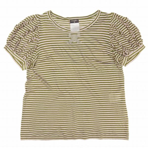 09SS シャネル CHANEL CC Bow Striped ココマーク リボン ボーダー Tシャ...