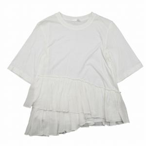 クロエ CHLOE Tシャツ ガーゼ素材 ティアード フリル ペプラムシルエット 半袖 五分袖 プルオーバー XS 白 WHITE WARDROBE/レディース｜vectorpremium