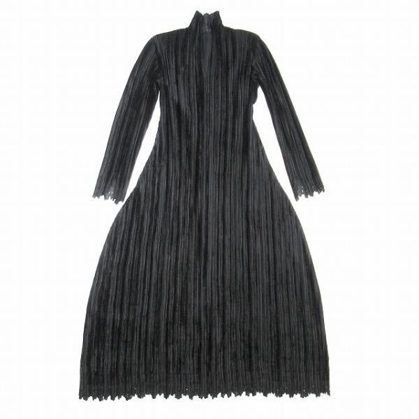 美品 00aw vintage イッセイミヤケ Velour Pleated Dress ベロアプリ...