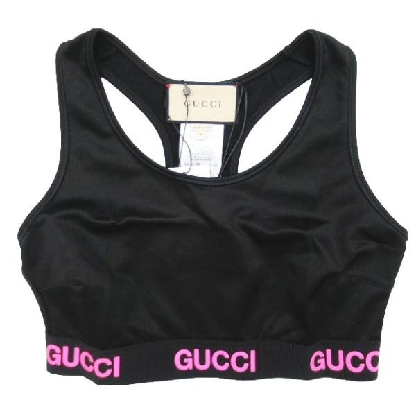 未使用品 グッチ GUCCI Logo Jacquard Crop Top Black pink ロ...