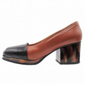 ドリスヴァンノッテン DRIES VAN NOTEN パンプス べっ甲柄 チャンキー 6cmヒール スクエアトゥ シューズ 靴 35.5/23.0 茶 ブラウン 黒｜vectorpremium