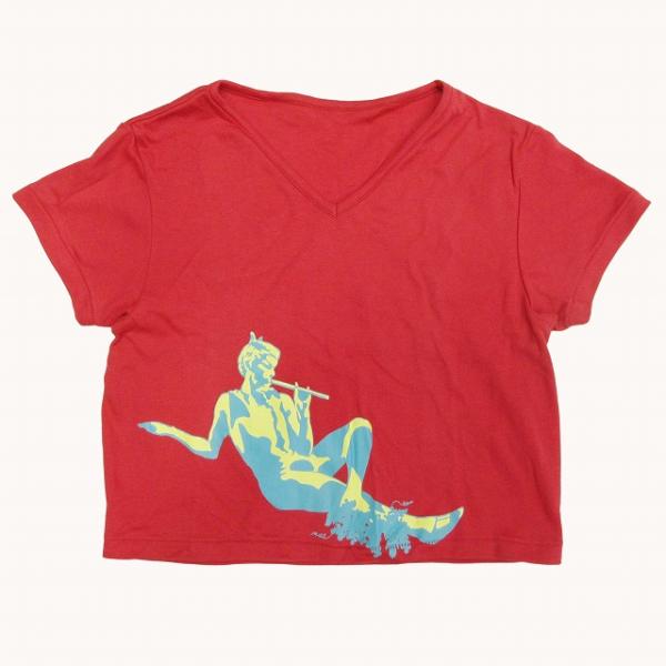 未使用品 チャコット Chacott クロップ ショート丈 Tシャツ 半袖 プリント Vネック コッ...