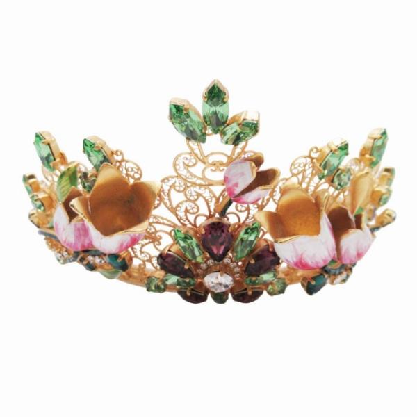 ドルチェ&amp;ガッバーナ ティアラ 王冠 コスチュームジュエリー チューリップ フラワーモチーフ クラウ...