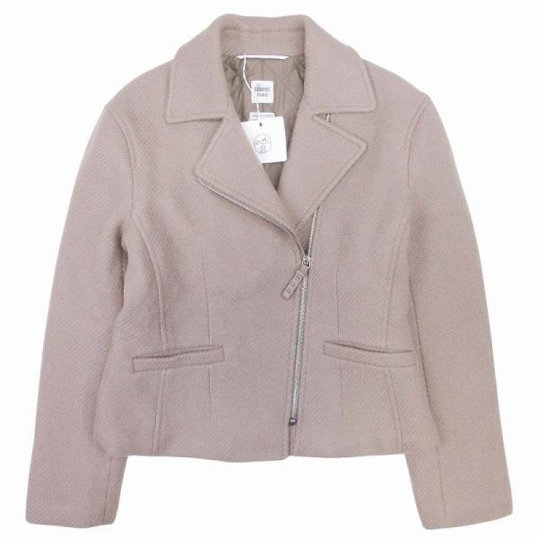 未使用品 23AW エルメス HERMES カシミヤ100％ ダブルライダース ジャケット ブルゾン...
