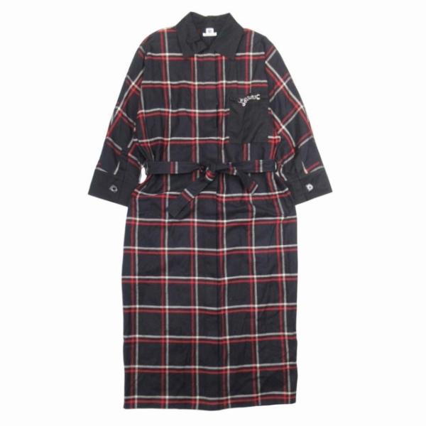 未使用品 エルメス HERMES チェック柄 ベルテッド シャツワンピース コットンフランネル ドレ...