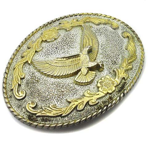 オーバル イーグル ベルト バックル 縄目 アラベスク 唐草 梨地 シルバー ゴールド 38mm用