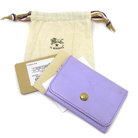 イルビゾンテ IL BISONTE カードケース 名刺入れ 二つ折り レザー ホック リラ ラベンダ...
