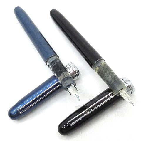 プラチナ万年筆 プレジール Plaisir 3 細 ブラック ブルー 2本セット