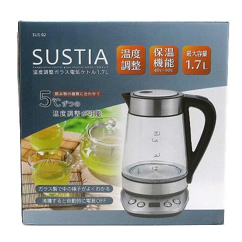 未使用品 タマハシ サスティア SUSTIA 温度調整 ガラス 電気ケトル 1.7L SUS-02