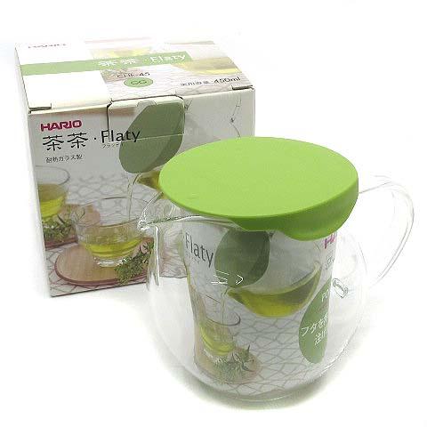 未使用品 ハリオ HARIO 茶茶 フラッティ Flaty 急須 耐熱ガラス グラスグリーン 450...