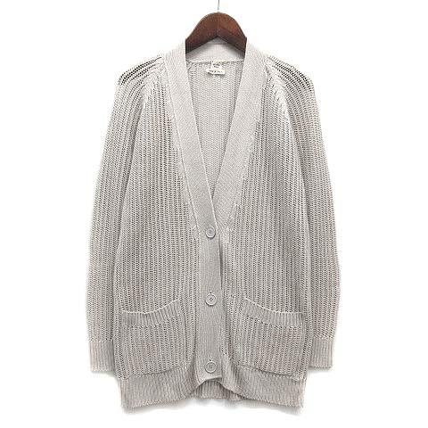 エルメス HERMES シルク ニット ラグラン カーディガン 長袖 グレーベージュ 34 レディー...