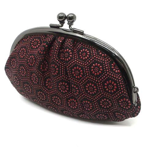 印傳屋 INDEN‐YA INDENYA 亀甲柄 がま口 財布 コインケース 鹿革 漆 黒 赤 ブラ...