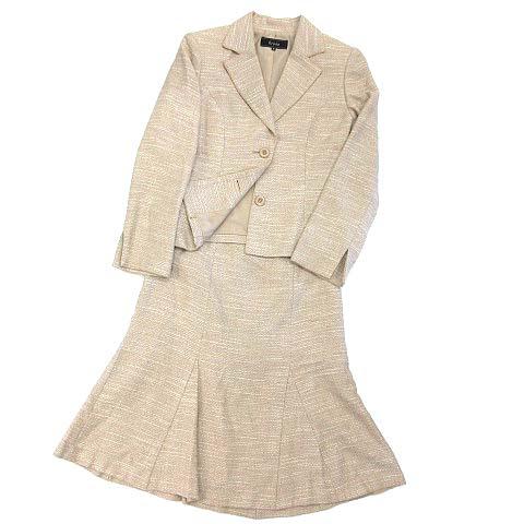 クローネ Krone ツイード スーツ ジャケット スカート ベージュ 9AR64 レディース