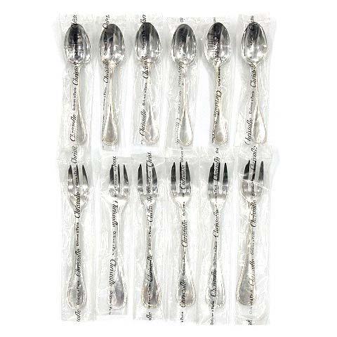 開封済 クリストフル Christofle パール コーヒースプーン＆ケーキフォーク 計12本セット...