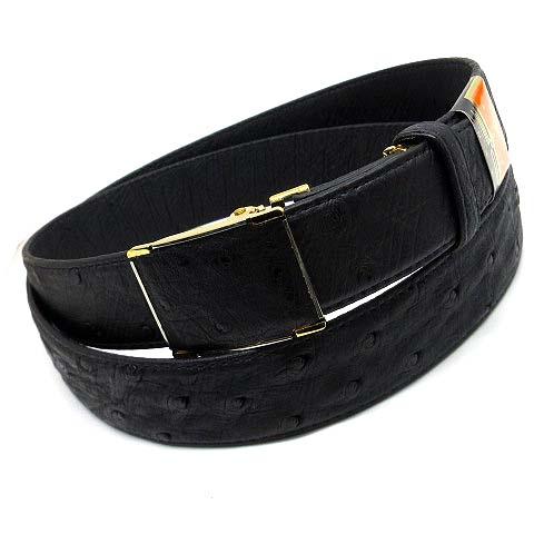 未使用品 スリークロス THREE CROSS 3C 両面 オーストリッチ レザー ベルト ゴールド...