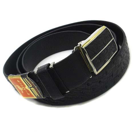 未使用品 スリークロス THREE CROSS 3C オーストリッチ レザー ベルト バックル 黒 ...