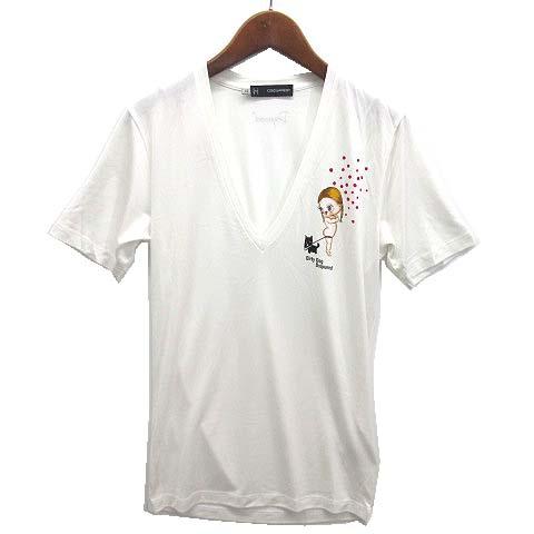 ディースクエアード DSQUARED2 Dirty Dog 両面プリント Vネック Tシャツ カット...