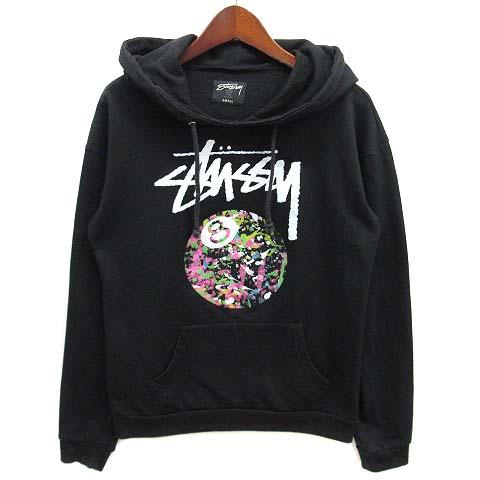 ステューシー STUSSY 8ボール スウェット パーカー プルオーバー USA製 ブラック 黒 S...