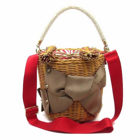 ランバンオンブルー LANVIN en Bleu 2WAY ショルダー かごバッグ グログレン リボ...