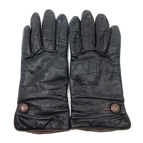 ピウメッリ PIUMELLI レザー グローブ 手袋 ブラック 黒 6 1/2 イタリア製 レディー...