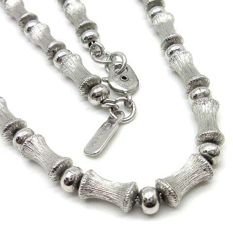 モネ Monet バンブー ロング ネックレス メタルビーズ シルバー 60cm ヴィンテージ レデ...