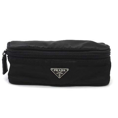 プラダ PRADA 三角プレート ナイロン ポーチ コスメ ペンケース ブラック 黒 ☆AA★ レデ...