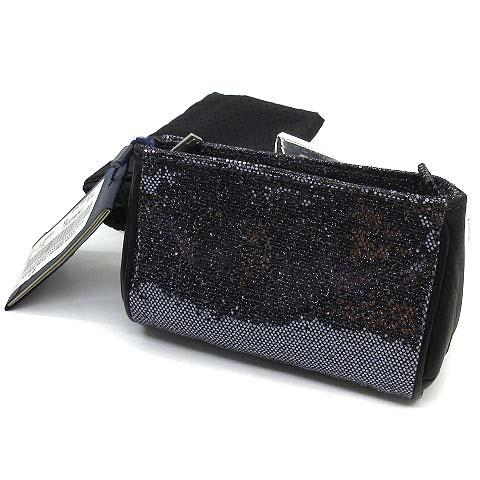 未使用品 アルマーニ ジーンズ ARMANI JEANS グリッター ポーチ 小物入れ レザー 黒 ...