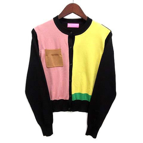 オーラカイリー orla kiely クルーネック カラーブロック ニット カーディガン ブラック ...