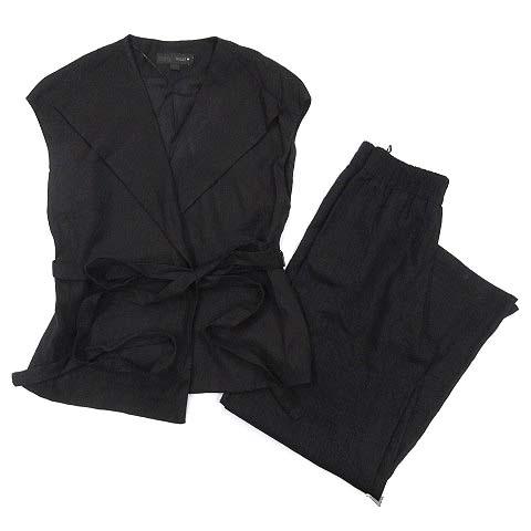 ザラ ZARA セットアップ ジレベスト ワイドパンツ 黒 ブラック S レディース