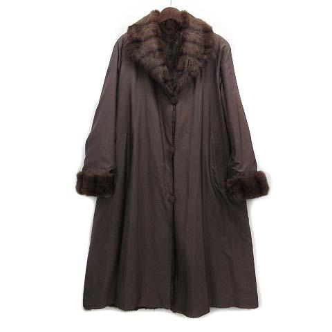 インポートロッサ シルク ロング Aライン コート リス 毛皮 リバーシブル 3WAY 茶 モカブラ...
