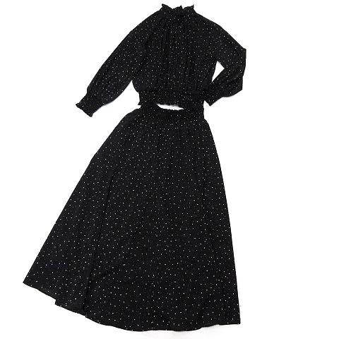 イディット IEDIT きくちあつこさん コラボ ワンピース風 ドット柄 セットアップ ブラウス ス...