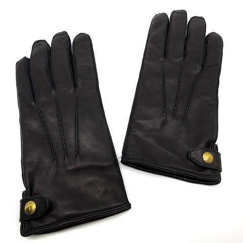 アルフレッドダンヒル ALFRED DUNHILL 羊革 ラムレザー グローブ 手袋 裏カシミヤ10...