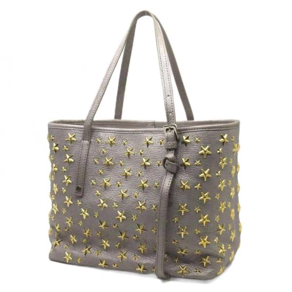 ジミーチュウ JIMMY CHOO サシャ S トートバッグ スタースタッズ シルバーベージュ ゴー...