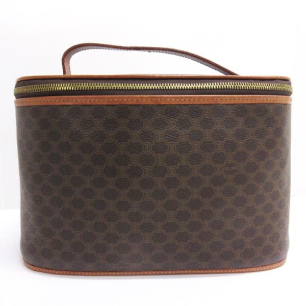 セリーヌ CELINE マカダム柄 バニティバッグ 化粧バッグ コスメバッグ ブラウン ☆AA★ レ...