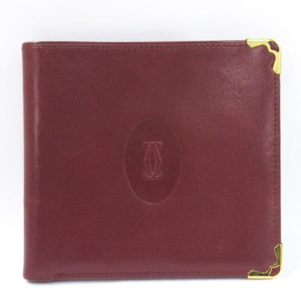 カルティエ Cartier 二つ折り 財布 札入れ レザー ボルドー ☆AA★ ■GY03 メンズ ...