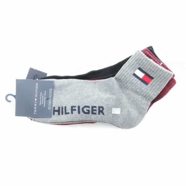未使用品 トミーヒルフィガー TOMMY HILFIGER タグ付き 3足セット 靴下 ロゴ プリン...