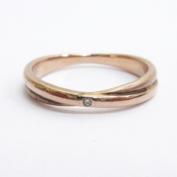 エテ ete リング 指輪 925 シルバー D0.01ct 計2.5g ピンクゴールドカラー 15...
