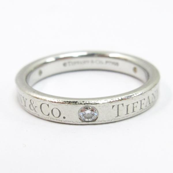 ティファニー TIFFANY &amp; CO. フラットバンド リング 指輪 Pt950 3P ダイヤ 計...
