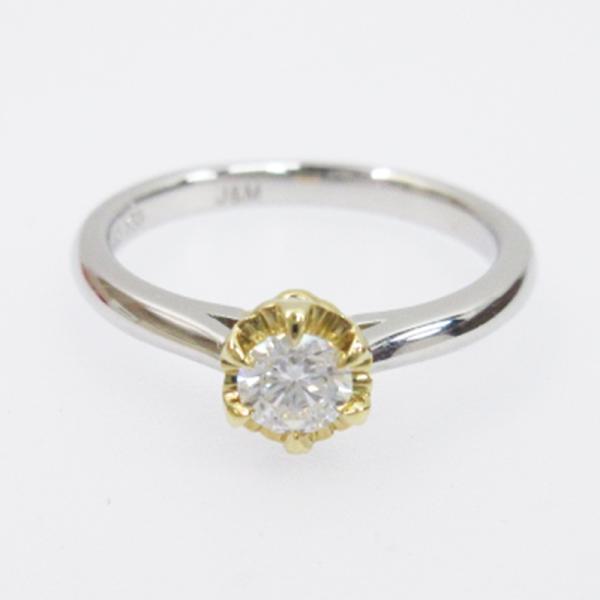 TOMOE TSUBOMI 蕾 指輪 リング PT950 K18YG ダイヤモンド 0.22c 計3...