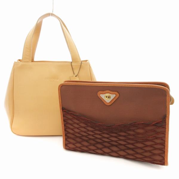 レノマ renoma ハンドバッグ セカンドバッグ 2点セット まとめ ベージュ 茶 ブラウン /U...