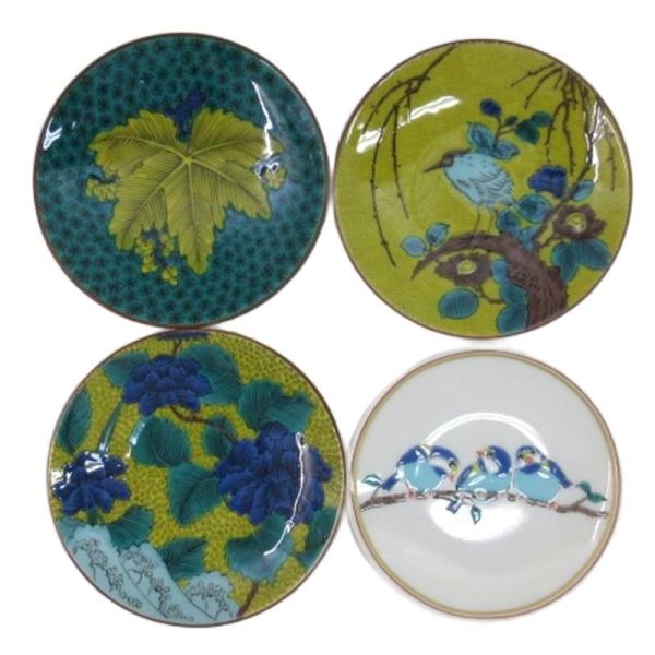 九谷焼 青郊窯 豆皿 小皿 プレート 総柄 4点セット ■GY99 その他