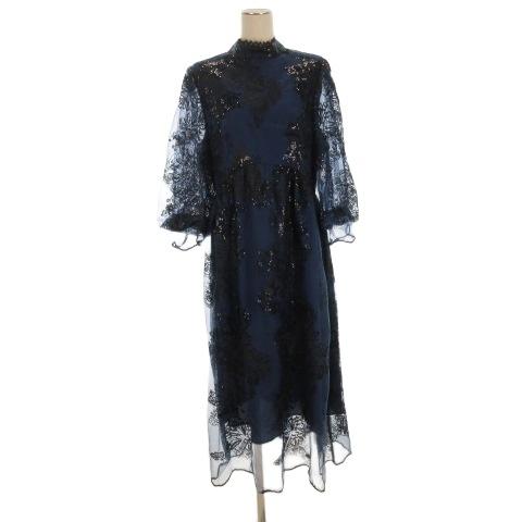 未使用品 ハグユー HUG.U スパンコール ワンピース ドレス ロング ネイビー XL 25102...