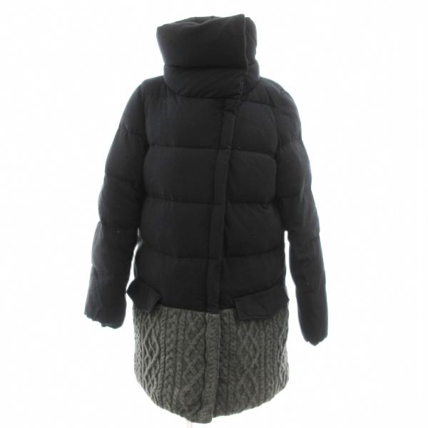 ミューニック Munich ダウンコート ニット切替 ケーブル編み S 黒 ブラック グレー /JS...